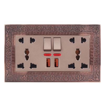 China Modern Wall Switch Electrical Socket Easy Installation UK Standard Bronze Style Wall Socket for sale