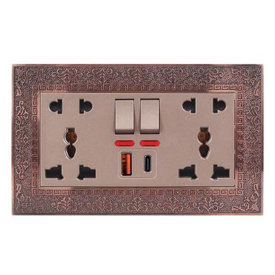 China Easy Installation Bronze Home Wall Outlet High Quality Electric Switch Luxury Square Socket for sale