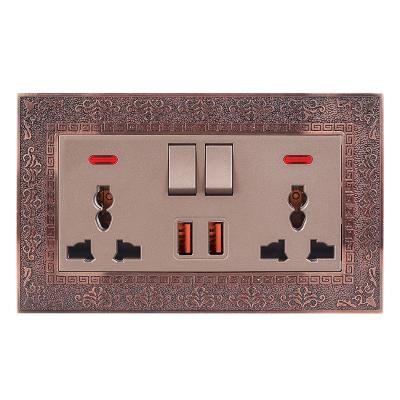 China EU Safe 13A Bronze Wall Sockets And Switches Top Selling Easy Installation Bronze Wall Socket With USB for sale