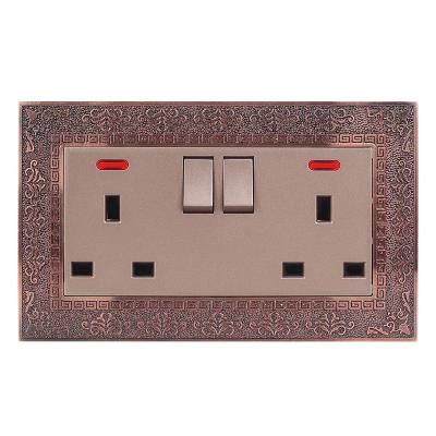 China New Easy Installation 13A Wall Socket Power Socket Acrylic Bronze Electrical Accessories Light Switches and Wall Outlets for sale