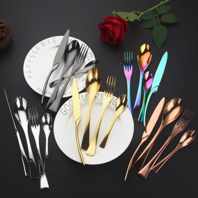 China Sustainable Black Silverware Gold Silver Restaurant PVD Stainless Steel Cutlery Set for sale