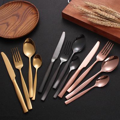 China Best Viable Quality Brushed Bronze Copper Rose Golden Cutlery Set for sale