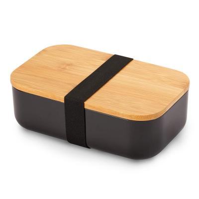 China Japan Style Bento Portable Removable Microwavable Lunch Box Compartments Plastic Lunch Box With Bamboo Lid for sale