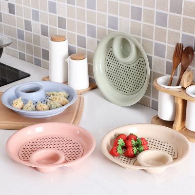 China Sustainable Wheat Straw Onion Ring Chips Dish Biodegradable Food Plastic Dish Tableware With Plunging Bowl for sale