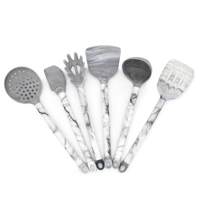 China Viable Marble Style Cooking Instruments Tools Pocket Turner Silicone Wholesale Kitchen Utensil Sets for sale