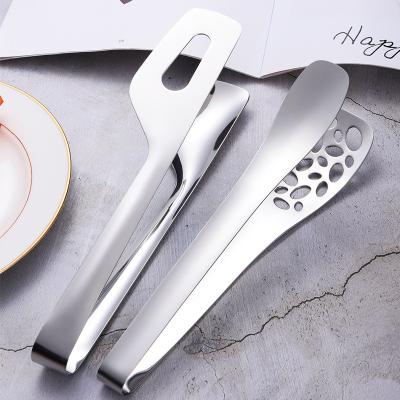 China Viable Thick Steel BBQ Tongs Mirror Pizza Bread Steak Stainless Steel Food Polishing Tongs for sale