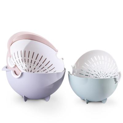 China Kitchen Sustainable 2 Layers Basket Plastic Strainer Set Fruit Plastic Vegetable Colander for sale