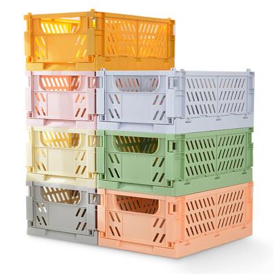 China Sustainable large capacity colorful house used organizer pp plastic basket customed food toys folding organizer for sale