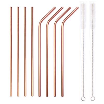 China Gold Disposable Hot Drink Metal Food Grade Stainless Steel Colorful Straw 6mm 8mm 12mm for sale