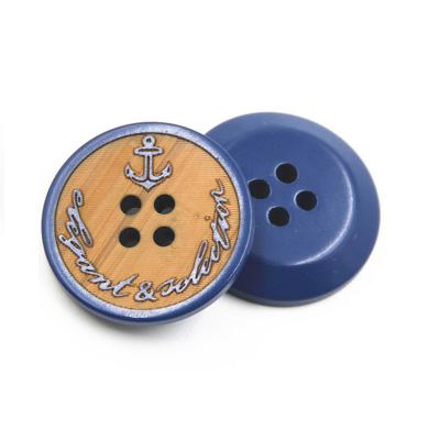 China Polyester plastic resin dry cleaning button imitation wooden button for garment accessories for sale