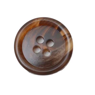 China Plastic Imitation Horn Button Leg Button Polyester Resin Fake Horn Button Dry Cleaning Brown for sale