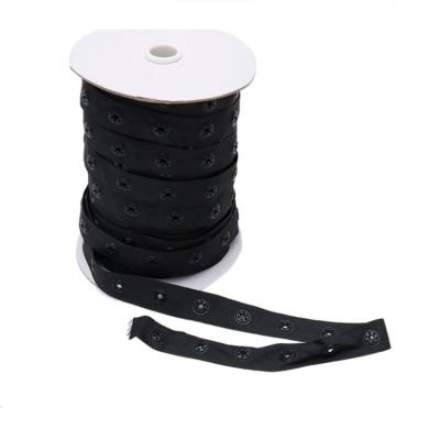 China High Quality Black Color Plastic Snap Button Tape Instant Dry Cleaning Cotton Press Tape For Underwear Garment Accessories for sale