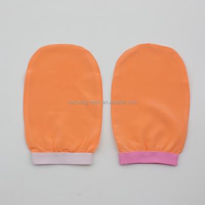 China EXFOLIATE White Orange Pink Silk Shower Glove SPA Massage Bath Gloves Exfoliating Glove for sale