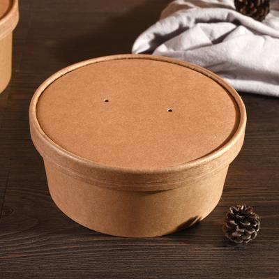 China High Quality Hot Selling Biodegradable 1090ml Food Grade Kraft Paper White Salad Bowl With Cover Lid for sale