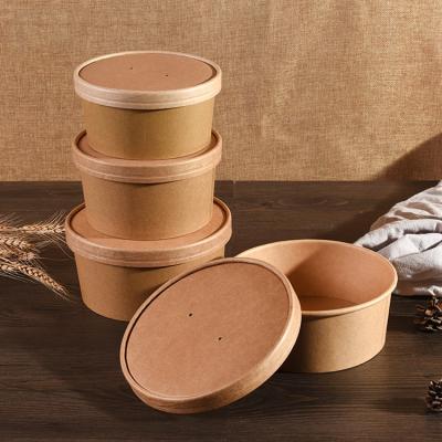 China 16oz Biodegradable Packaging Paper Soup Cup Disposable Bowl With Lid For Ice Cream Soup Dessert Cake Party Tableware Bowl for sale