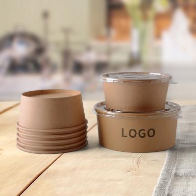 China 4OZ 5OZ 8OZ Eco-Friendly Biodegradable Single Wall Ice Cream Cups With Logo Disposable Kraft Paper Bowls Customized With Colorful Design for sale