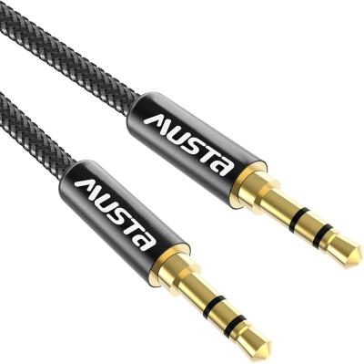 China Male Multimedia Cable 3.5mm Audio Metal Stereo Plug to 3.5mm Aux Audio Cable. male for car phone MP3 headphones for sale