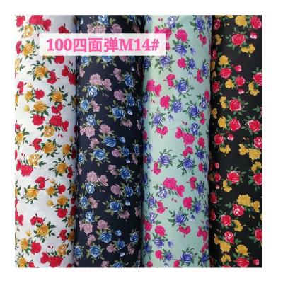 China 4 Way 75D+40D Stretch Polyester Fabric Woven Polyester Elastic Spandex Wholesale Printed Fabric for sale