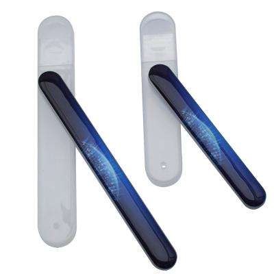 China Eco-friendly Plastic Case Receives Custom Mini Logo Nail Nano Glitter Material Care Polished Glass Nail File for sale