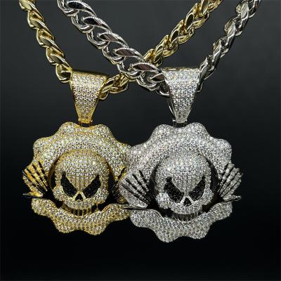 China High Quallity New Coming Hip Hop Jewelry 18k Gold Plated Moissanite Skull Pendant For Necklace for sale