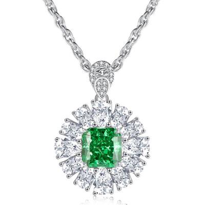 China High Quallity Women Radiant Cut 3 Carat Single Pendant 925 Sterling Silver Zirconia Necklace for sale