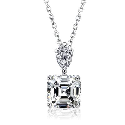 China High Quallity New Design Fashion 3 Carat 925 Sterling Silver Geometric Zirconia Necklace For Women for sale