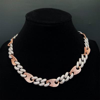 China High Quallity Hip Hop 925 Sterling Silver Moissanite Jewelry VVs Moissanite Cuban Link Chain Choker Necklaces for sale