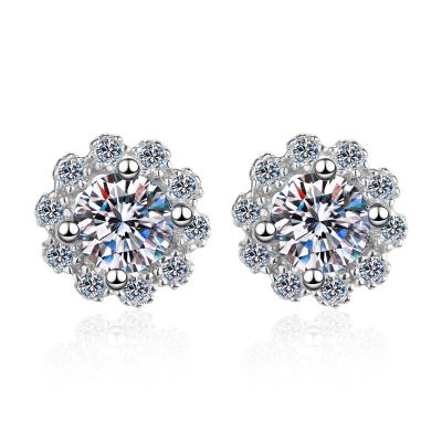 China High Quallity Romantic Style Earrings Flower Shape 925 Sterling Silver VVS Moissanite Earring for sale