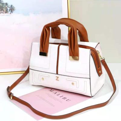 China Fashion factory wholesale soft PU leather bags for women textures handbags contrast color ladies bags for trends products 27.5cm for sale