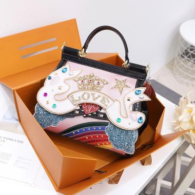 China Good quality luxury party and daily cute factory 2021 fashion woman designer bag handbag diamond handmade ladies handbags and high 30cm for sale