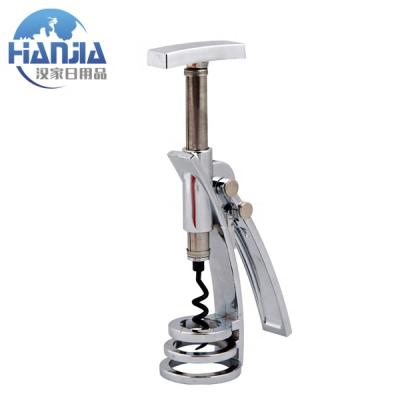 China Zinc Alloy Stainless Steel Adjustable Hand Ratchet Bottle Corkscrew Wine Opener 16*5.4cm for sale