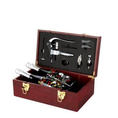 China Sustainable Wooden Double Bottle Opener Rabbit Corkscrew Luxury Wine Gift Set for sale