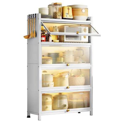 China Sustainable 2023 Innovative Products Model Three Tier Two Door 80 Kitchen Storage Cabinet Shelf With Door Standing Type for sale