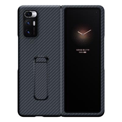 China Shockproof For Xiaomi MI Luxury 5G Aramid Carbon Fiber Folding Protection Case Carbon Fiber Flip Cover With Stand Holder for sale