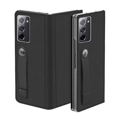 China Shockproof Z Fold 2 Official Case For Samsung Galaxy Z Fold 2 Fold2 5G Genuine Leather Protective Back Cover Flip Case With Belt Holder for sale