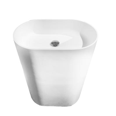 China Durable Polished Microcrystalline Oval Wash Basin Easy Clean Minimalist Design Floor-standing Stone Wash Sink for sale