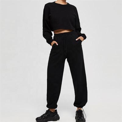 China Factory Direct Selling Breathable Sweatsuit Female Crop Top Women Tracksuit 2 Pieces Set Stacked Sweat Suit for sale