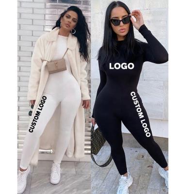 China Wholesale New Arrival Women Anti-pilling Sexy White One Piece Jumpsuits Long Sleeve Onesie for sale