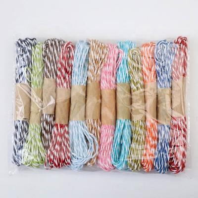 China 120 Meters Eco-friendly Open Raffia Rope Stripes Paper Twine String For DIY Gift Wrapping for sale