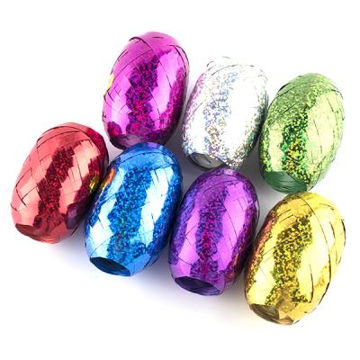 China Metallic/Iridescent/Holographic/Glitter/Glossy Christmas 2020 New Arrival and Party Gift PP Laser Ribbon Glossy Curly Eggs for sale