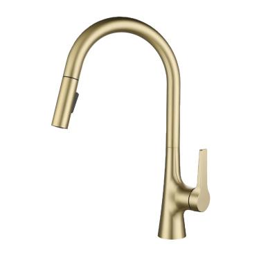 China Floor Stand Faucets Modern 304 Stainless Steel Kitchen Sink Water Brushed Gold Color Pull Out Smart Touch Sensor Kitchen Faucet for sale