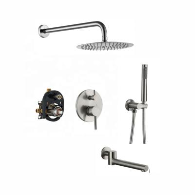 China Floor Stand Faucets Shower Faucet Adjuster Kits With Wall Mounted Hidden Valve Bathroom Pressure Balance Valve And Tub Spout Brass With Diverter for sale