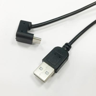 China Custom Right Angle Type C USB 2.0 Data Mobile Phone Cable 90 Degree USB C Cable Phone Charger Cable for sale