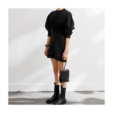 China Anti-Wrinkle Dress Fashion Casual Ruched Waist Sweatshirt Women Winter Dresses Long Sleeve for sale