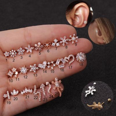 China FASHIONABLE Stainless Steel Snake Flower Heart Piercing Shaped Diamond Stud Earrings Jewelry Wholesale for sale