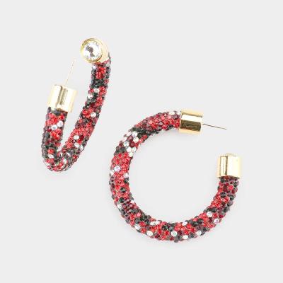 China Trendy Luxury Large Round Rhinestone Circle Rhinestone Crystal Earring Ear Hoop Dangle Bling Earrings For Women for sale