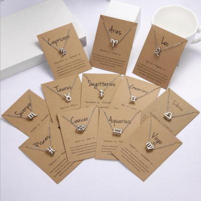 China CLASSIC 12 Constellation Zodiac Sign Necklace Astrology Necklace Chain Choker Message Card Pendant Jewelry for sale