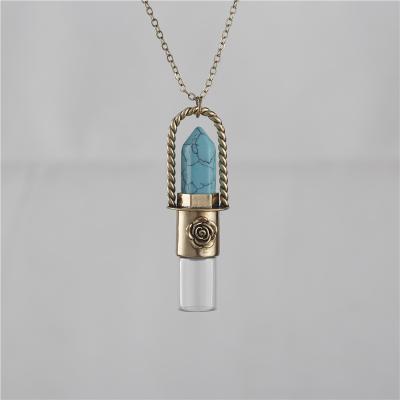 China TRENDY Fashion Necklace Essential Oil Vial Jewelry Perfume Roller Pendant Brass Necklace for sale