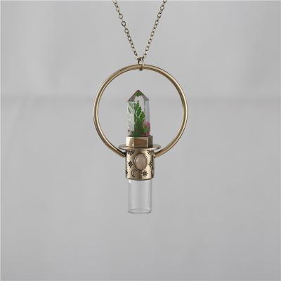 China FASHIONABLE Custom Aromatherapy Gemstone Dot Interchangeable Essential Oil Pendants Necklace for sale