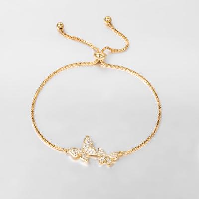 China 2021 Trendy Personality Fashion Adjustable Size Gold and Silver Butterfly Women's Bracelets Bangles for sale